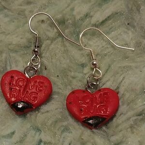 Red Ladybug Heart 'Love Bug' Earrings